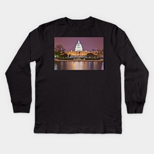 Glowing Washington DC Capitol Kids Long Sleeve T-Shirt